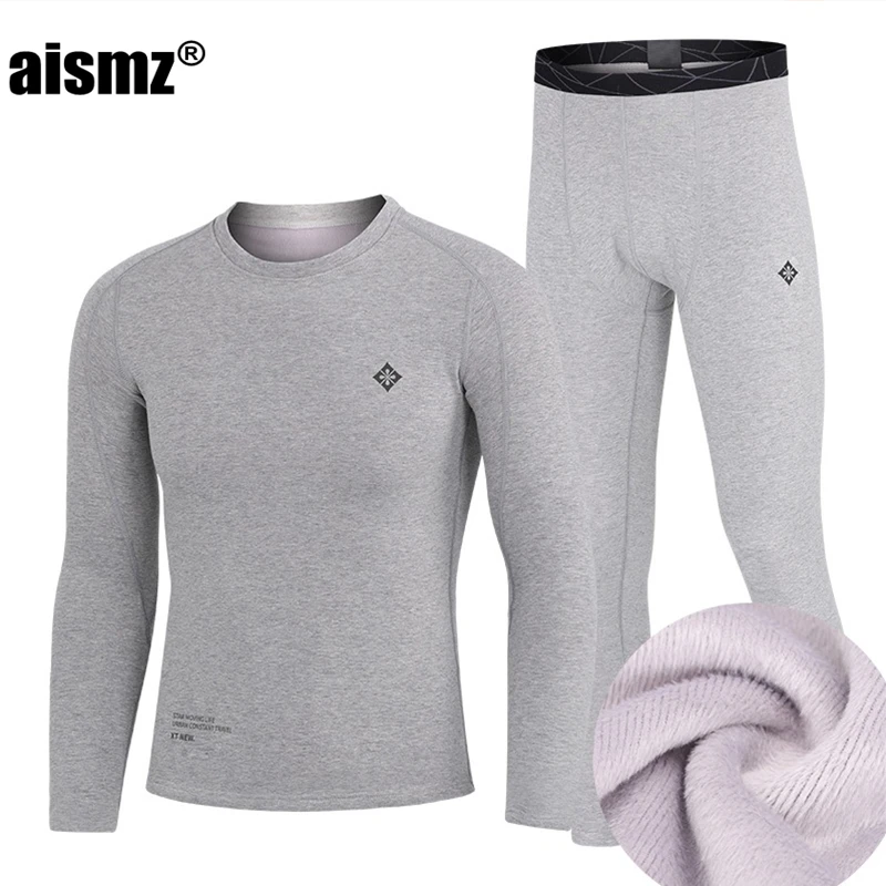 Aismz Winter Thermal Underwear Men\'s Clothing Sportswear First Layer Man Underwear Suits For Men Fleece Second Skin Long Johns