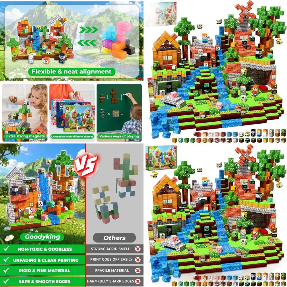 300-Piece Forest-Themed Magnetic Building Blocks for Kids, Strong Magnets, STEM Learning Toys for Ages 3+, Perfect for Boys and