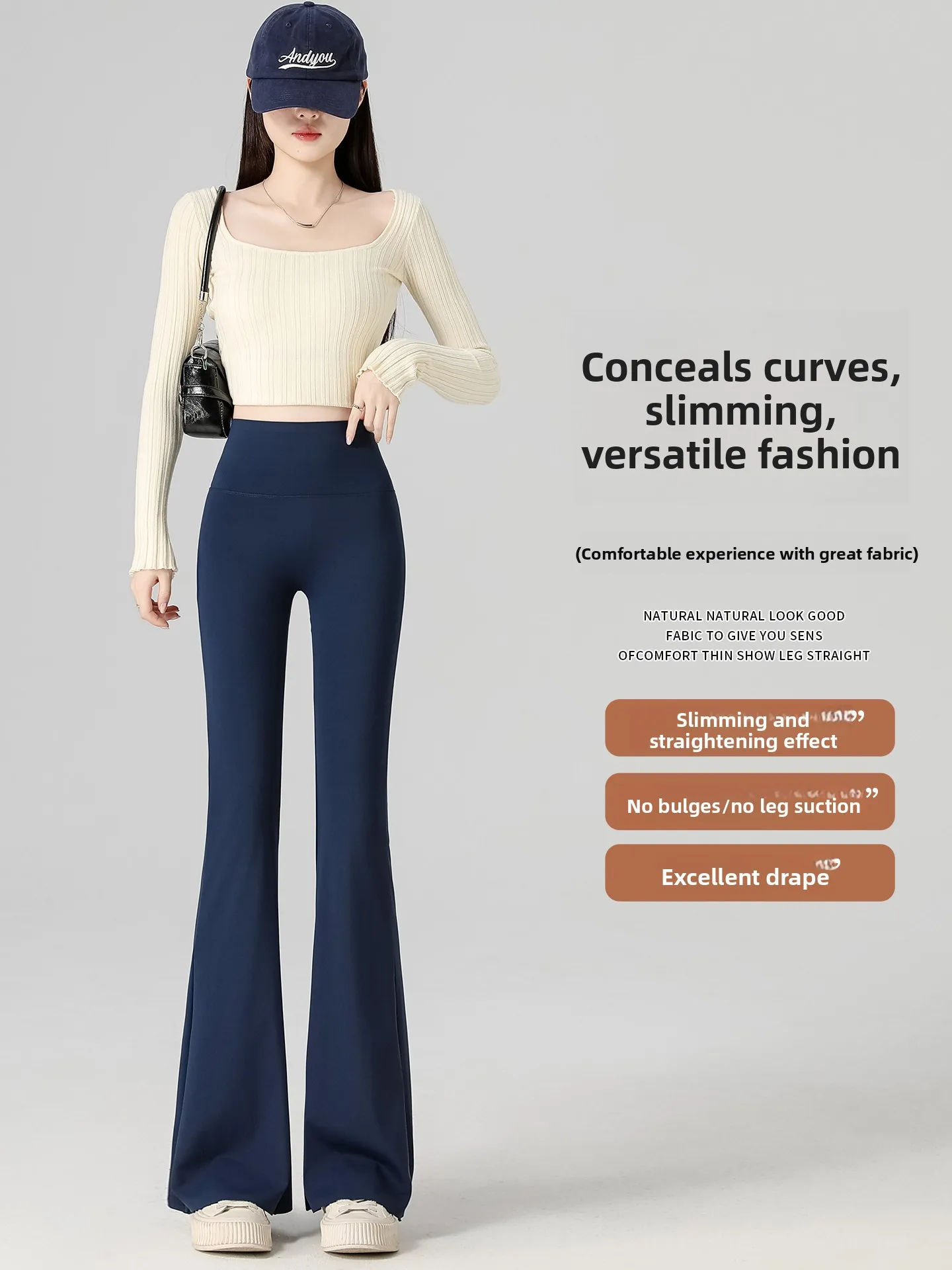 High Waist Yoga Fitn Flared Pants Women's Blue ark Casual Trousers Autumn Winter New Sle Slimming Small Size Butt Lifting