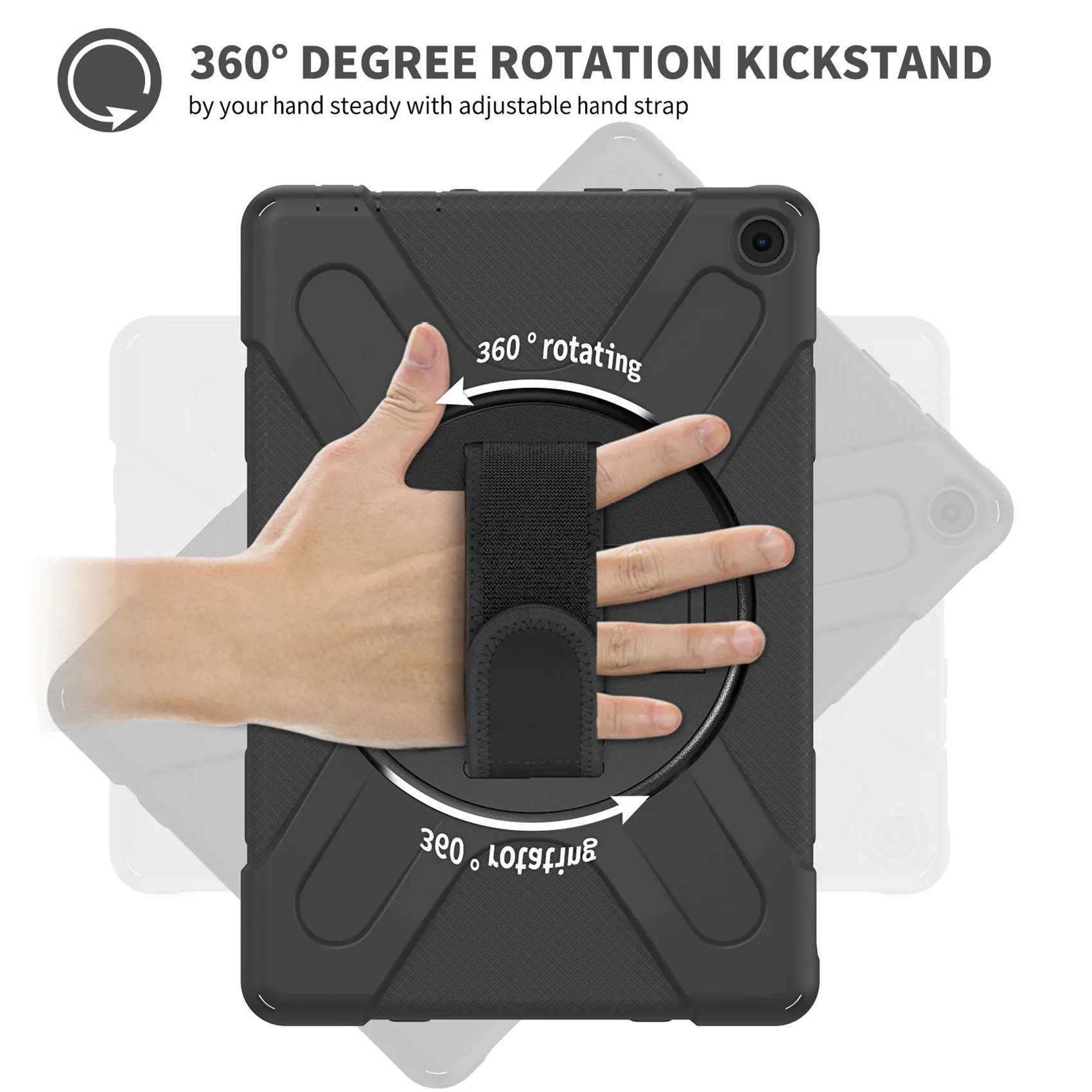 

T23C для Fire HD 10Plus 11-го поколения (версия 2021 года) силиконовый защитный чехол с ремешком на руку, 261X179x23 мм