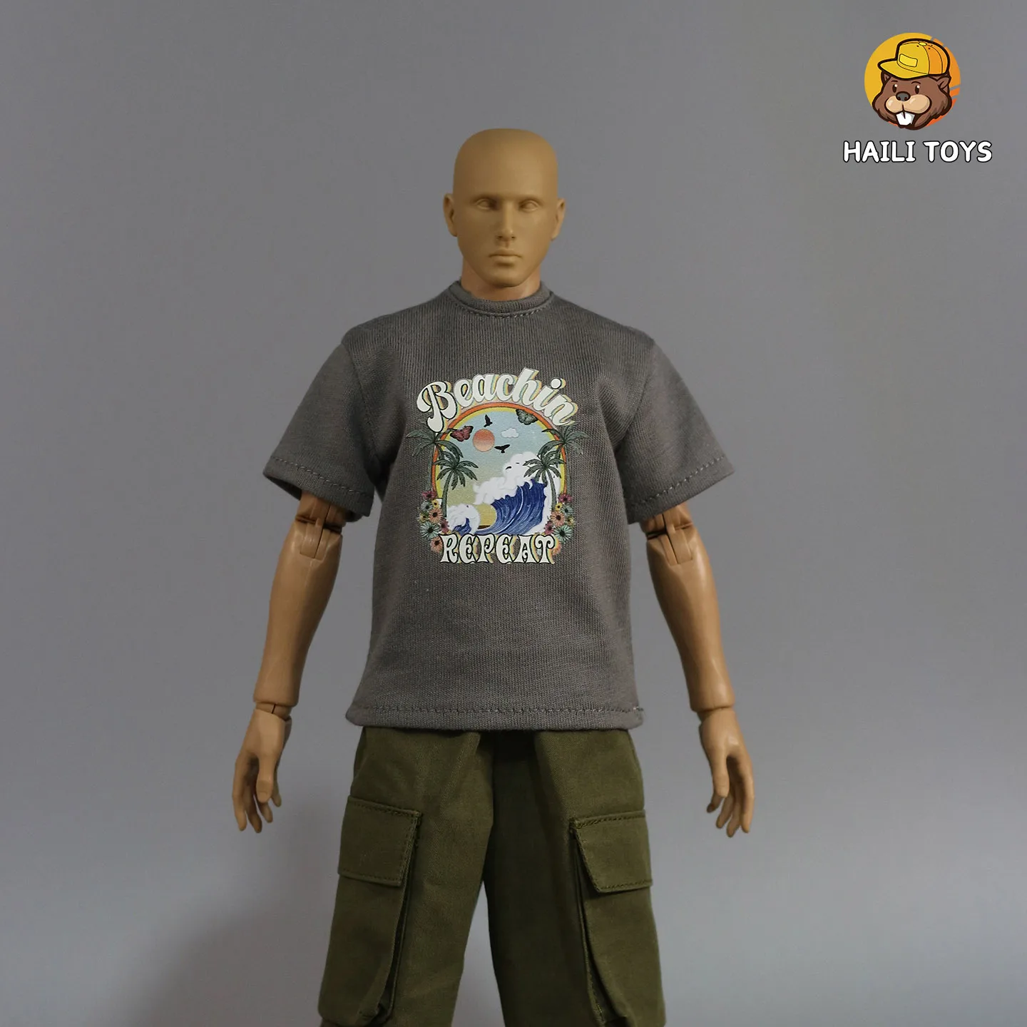 DMTOYS 1/6 Male Soldier Fashion Printed Short Sleeved T-shirt Casual Loose Tops for 12in Action Figure Body BJD Model Toys DIY view 5