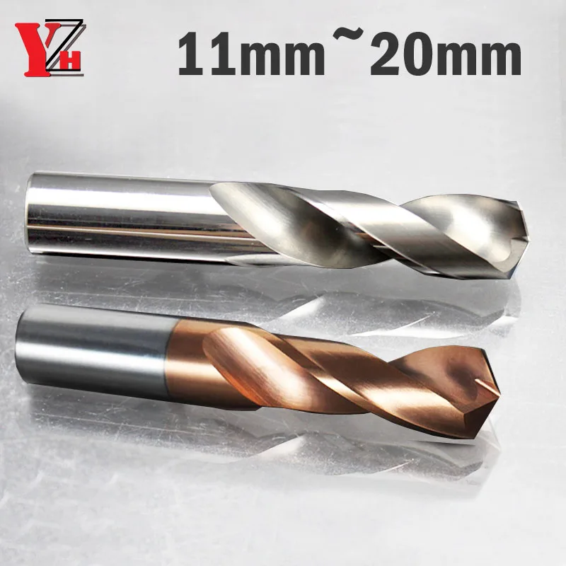 YZH Carbide Twist Drill 11-25mm Diameter HRC50/55 Tungsten Straight Handle For CNC Drilling Steel Iron Hole Lathe Machine