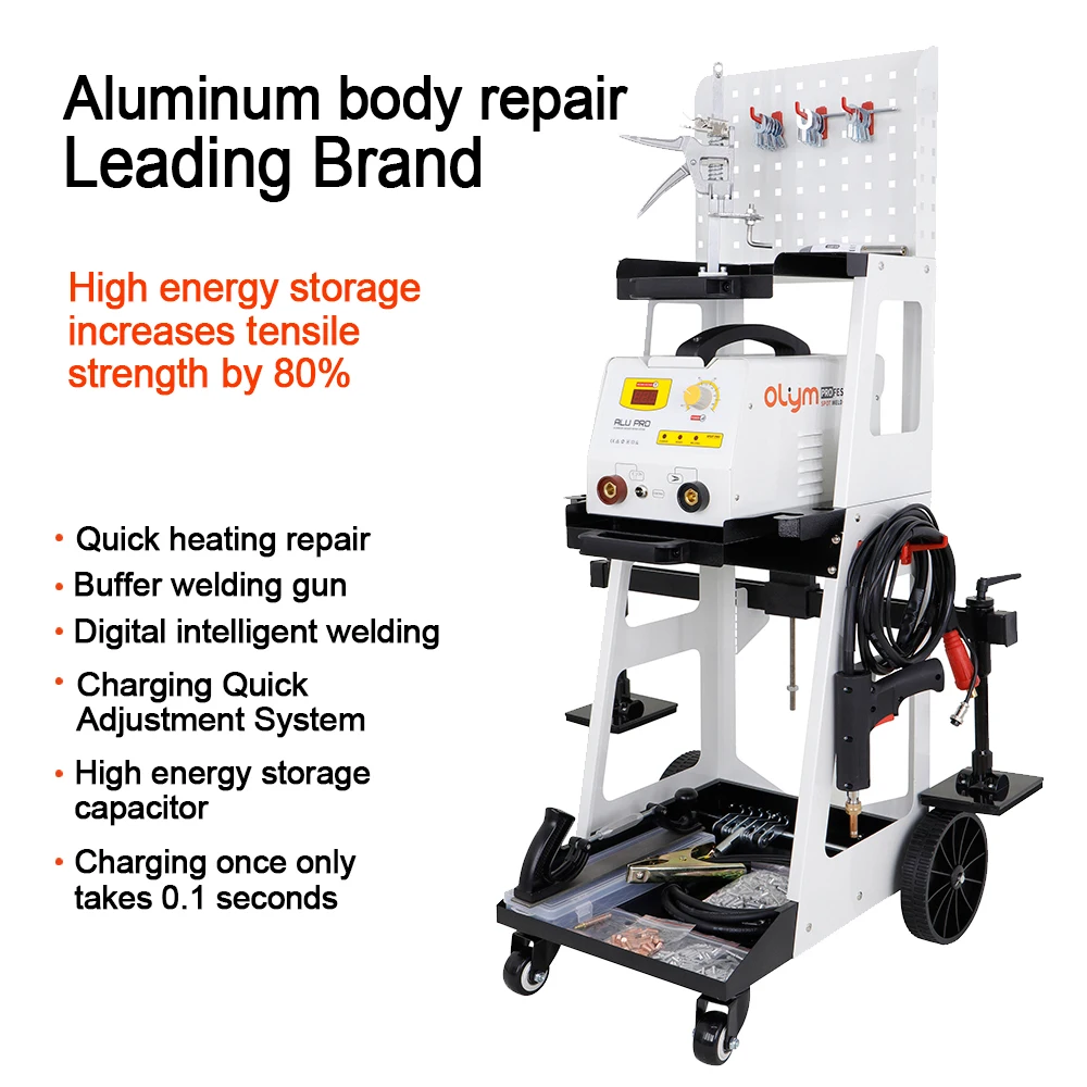 F15D Aluminum Spot Welder Dent Puller Machine Car Body Repair Equipment Stud Welder Kit with Trolley for Vehicle Workshop
