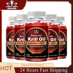 Krill Oil Capsules Phospholipid Omega 3 Complex with Astaxanthin Metabolism, Brain and Heart Health EPA and DHA Healthy Food