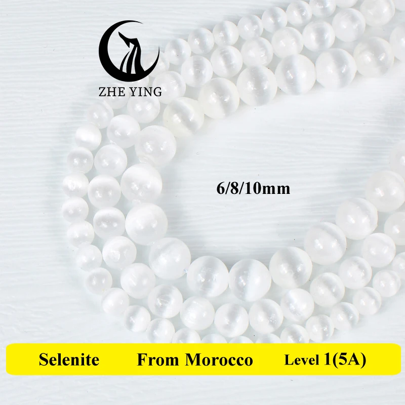 Natural Genuine White Selenite Beads Semi-precious Spacer Loose Beads Pick Size DIY Bracelet Necklace Accessories