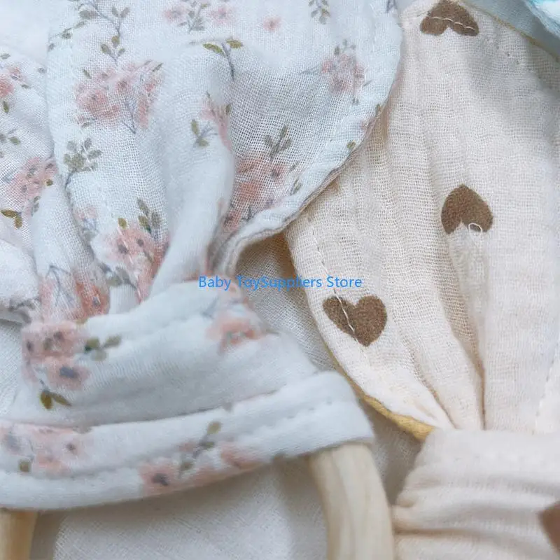 

R1WF Comforting Baby Blanket Cotton Teething Toy Soft & Safe Baby Comforter Gentle