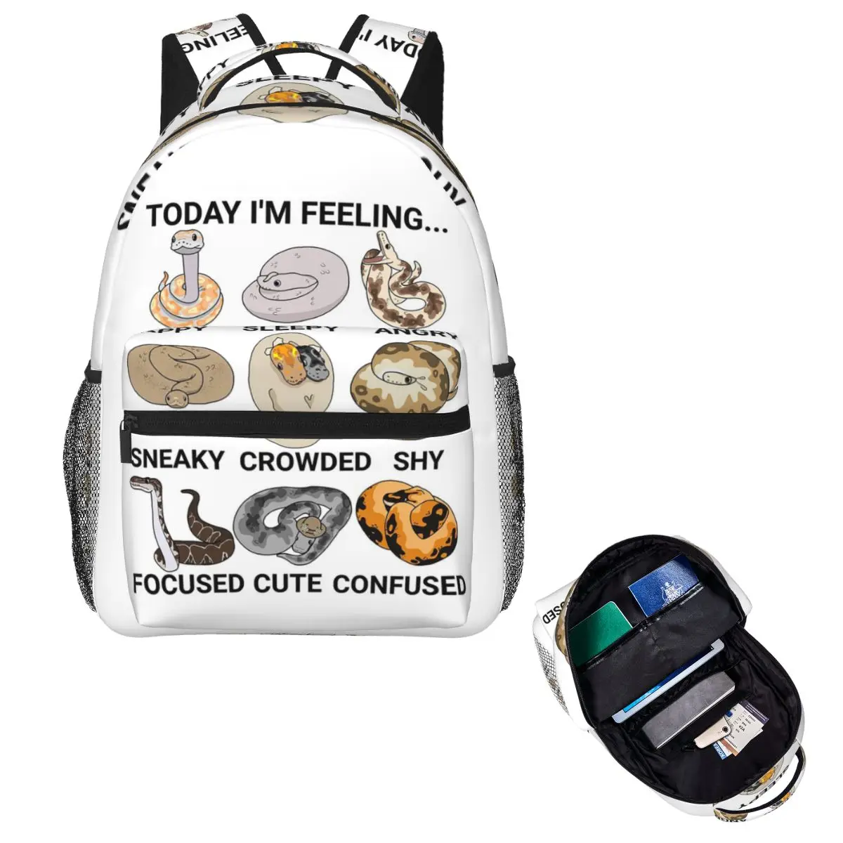 Today I'm Feeling Snake Lover Creative Student Backpack School Bag Hiking Travel Daypack for Men Women Bookbag Shoulder Bags