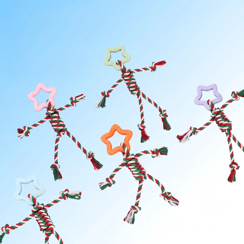 Halloween Starfish Cotton Rope Dog Toy Chew Resistant Teeth Grinding Interactive Toy for Small Medium Dogs Bite Proof Pet Relief