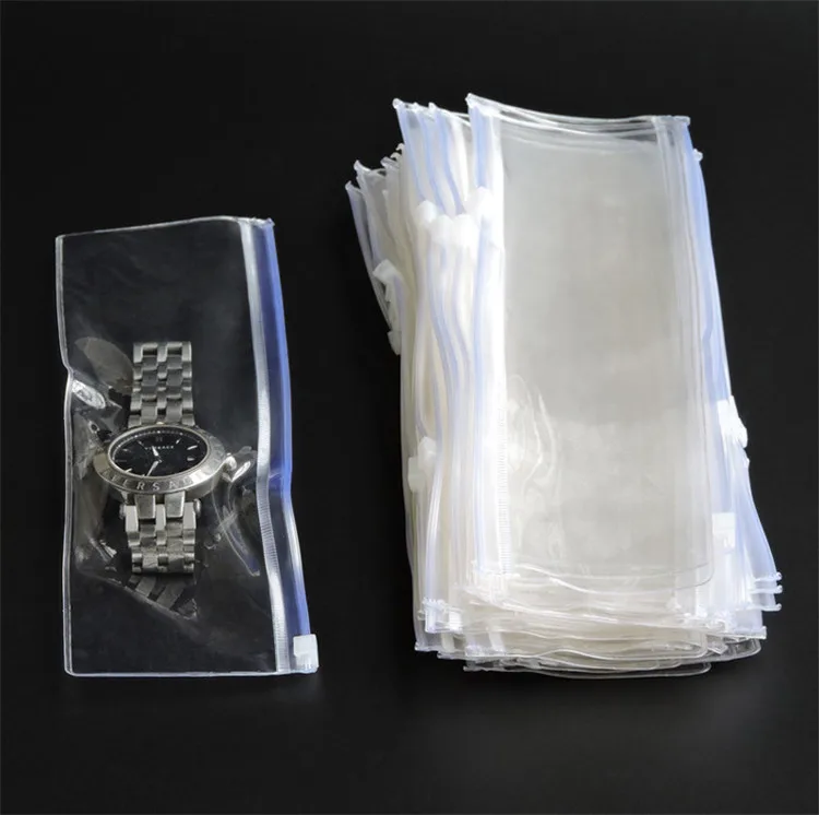 50PCS Thick Long Clear White Plastic PVC Jewelry Packaging Bags Necklace Bracelet Dustproof Oxidation Watch Gift Storage Pouches