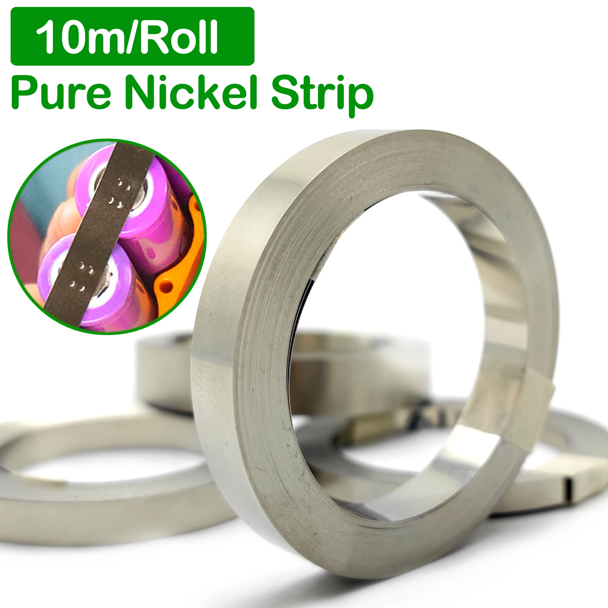 Imagem -02 - Roll Níquel Puro Tiras 996 Pureza para Lithium Battery Pack Soldagem Nickle Tabs para 18650 26650 Battery Pack Soldagem a Ponto 10m