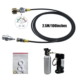 Soda Water Machine External Carbon Dioxide Tank Fill Adapter Kit Quick Disconnect Connector Filling Station 100inches/2.5M