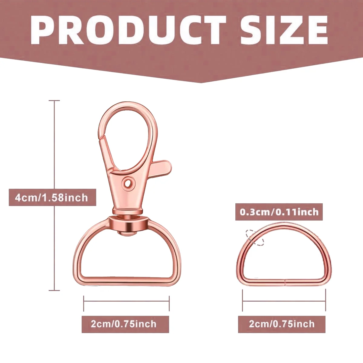 30pcs D-Shaped Keychains D-Shaped Key Ring Set DIY Accessories Decoration DIY Key Clip Key Ring Crafts Chain Snap Hook Rotatable