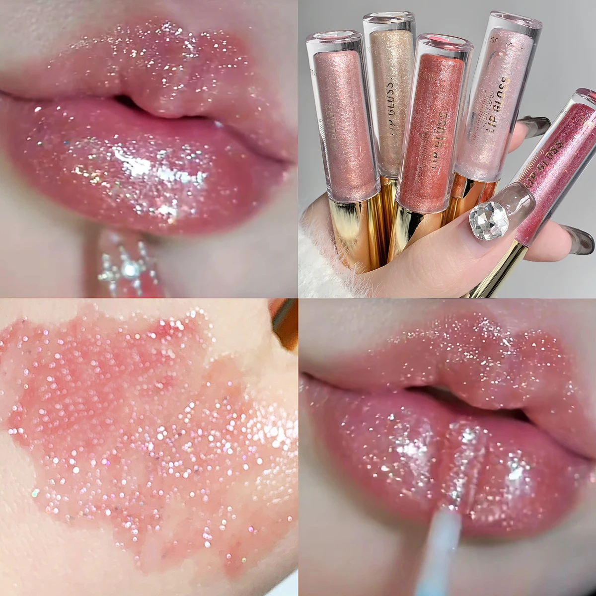 Brillo de labios hidratante, regordeta y brillante, esmalte de labios de espejo brillante al agua, aceite de labios hidratante e hidratante para labios de bolsa