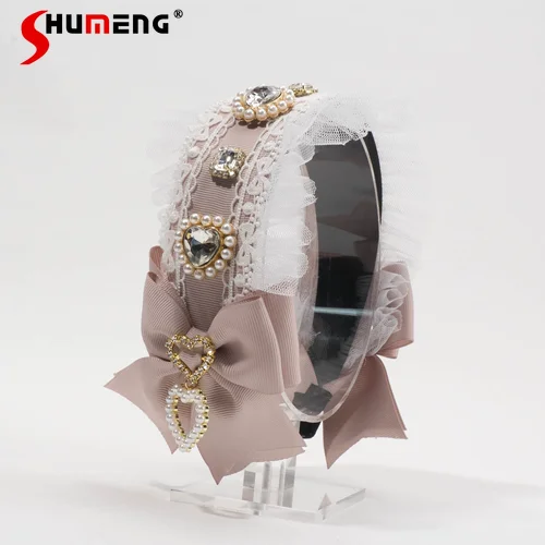 

Japanese Mass-Produced Sweet Cute Girls Lolita Clothing with Headband Love Gem Bow Headband Hair Accessories Women Hair Clips