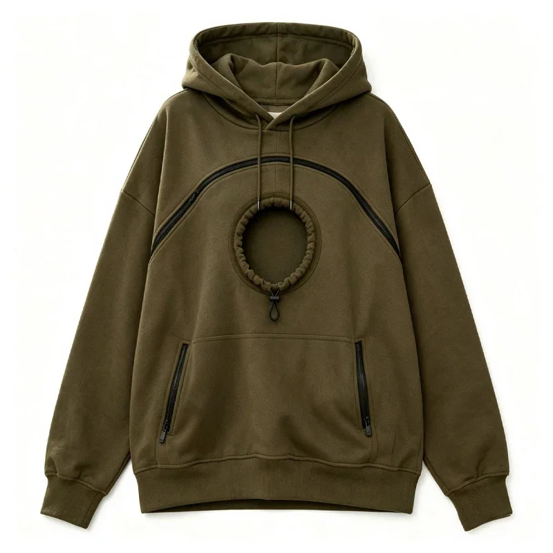 Damen-Haustier-Hoodie mit langen Ärmeln, warmer Katzenpullover mit Kapuze und Katzenfuttertasche, Oversize-Hoodie mit Kordelzug zum Tragen von Haustieren – Detail 4