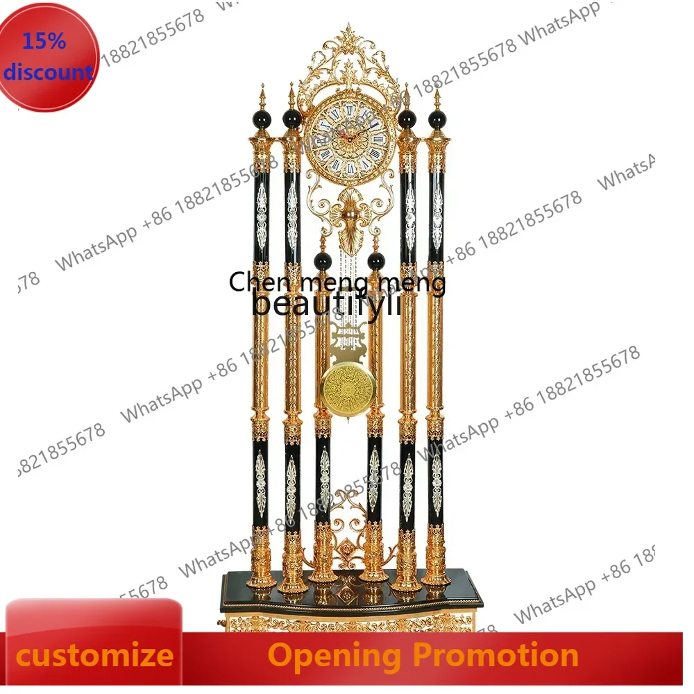 smt7486 new Living Room European Style Standing Grandfather Clock Golden Black Crystal Living Room Luxury Villa Standing Grandfa