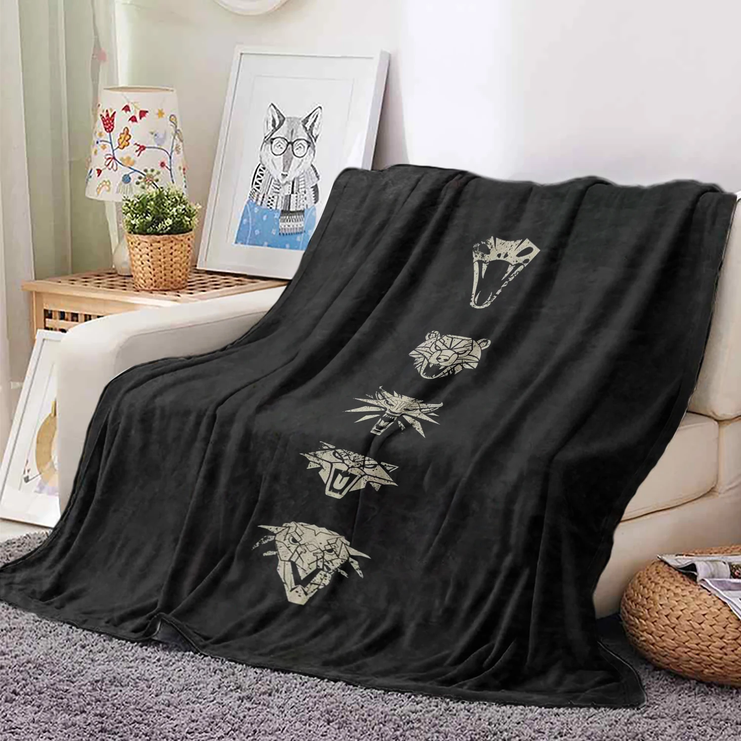 Game Themed Blanket, W-Witchers Multi-purpose Gift Blanket, Suitable for All Seasons,Perfect Gift for Family and Friend