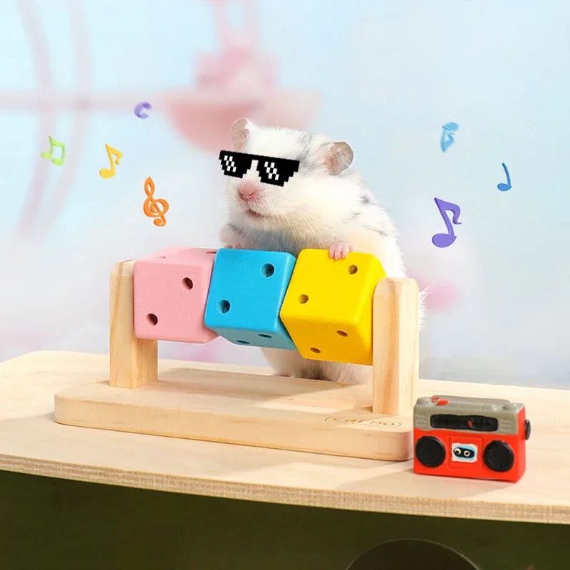 Hamster Boring Relief Toy, Fun Colored Wooden Cube Interactive Chew Toy, Suitable for Small Pets Such As Birds and Parrots