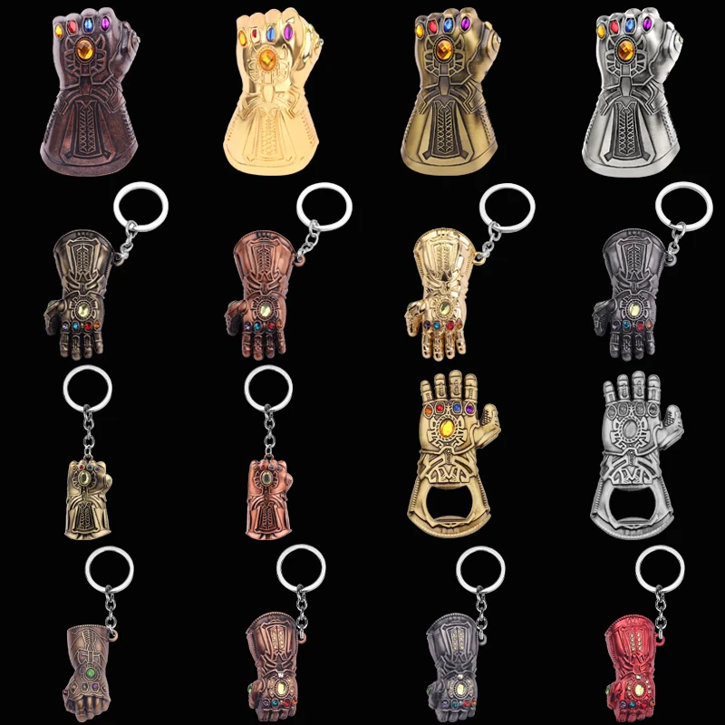 1Pcs Marvel Avengers Thanos Fist Gloves Keychain Alloy Gauntlet Thanos Figure Bottle Opener Pendant Key Ring Accessories