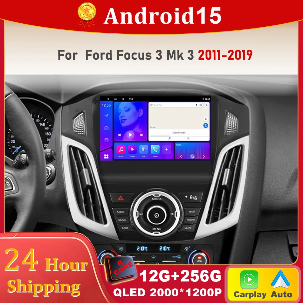 

Android 15 Carplay Auto 2K Screen Car Radio Multimedia Player For Ford Focus 3 Mk 3 2011-2019 2din Autoradio Stereo Head Unit