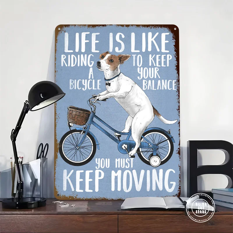 Life Is Like Riding a Bicy Metal Poster Custom Wall Art Retro Vintage Tinplate Signs for Man Cave Setup Decorations Desk Decor