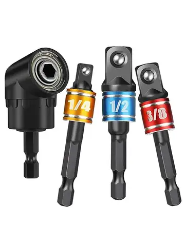 Black 105 ° Turning Screwdriver Joint Electric Drill Corner Socket Screwdriver Head 3PC Hexagonal Conversion Extension Tool Set