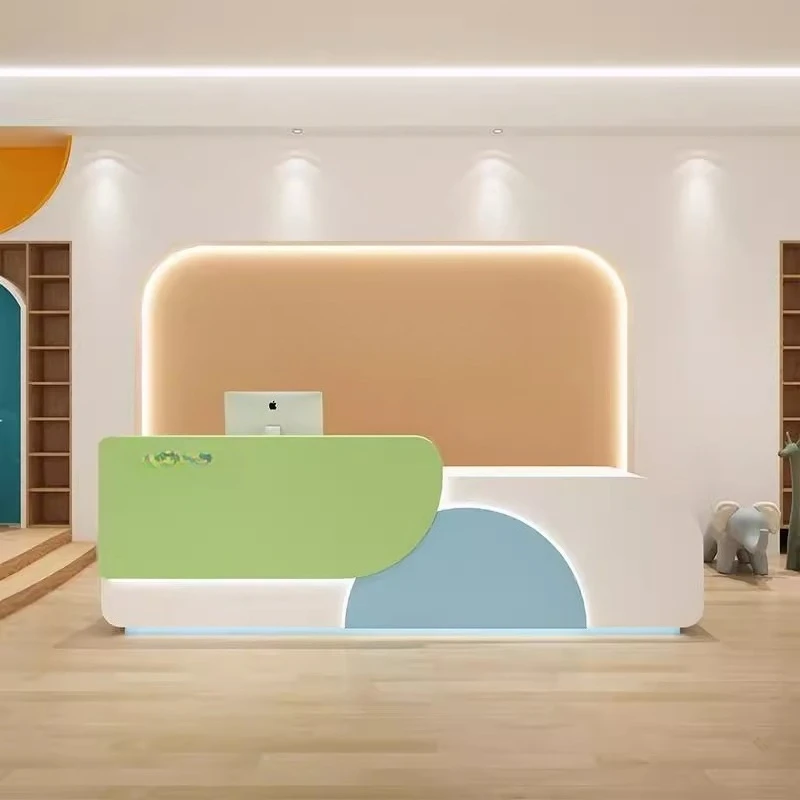 

Checkout page Kindergarten paint front desk training institution reception desk bar table checkout page