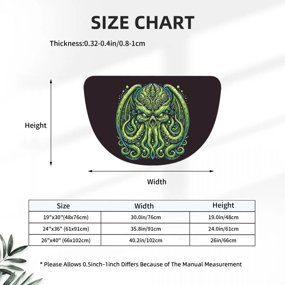 Green Cthulhu Octopus With Tentacles And Teeth Soft Half Round Doormat Non Slip Bathroom Mat Absorbent Floor Carpet for Garage