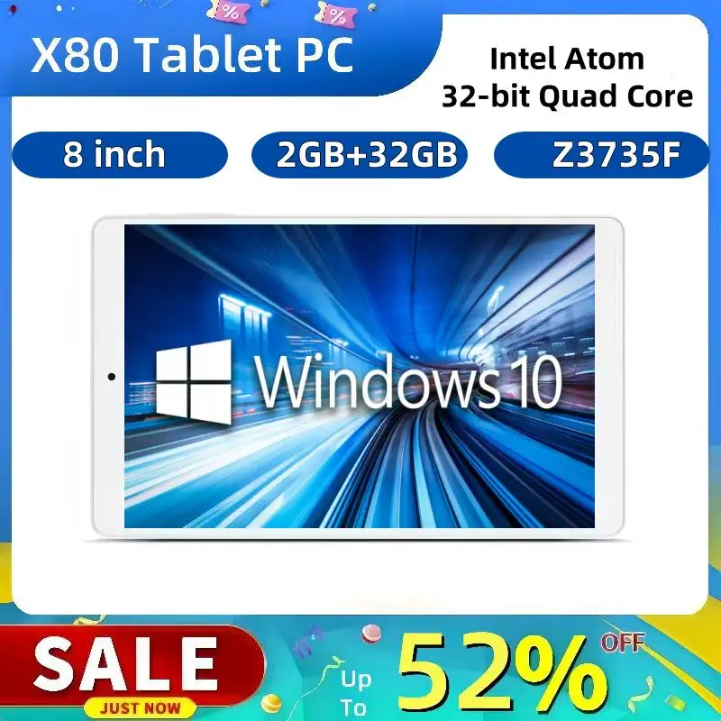 X80 8 Inch Windows 10 Tablet PC Intel x5-Z3735F Quad Core 2GB RAM 32GB ROM 32bits WIFI  Bluetooth-4.0 1280 x 800IPS