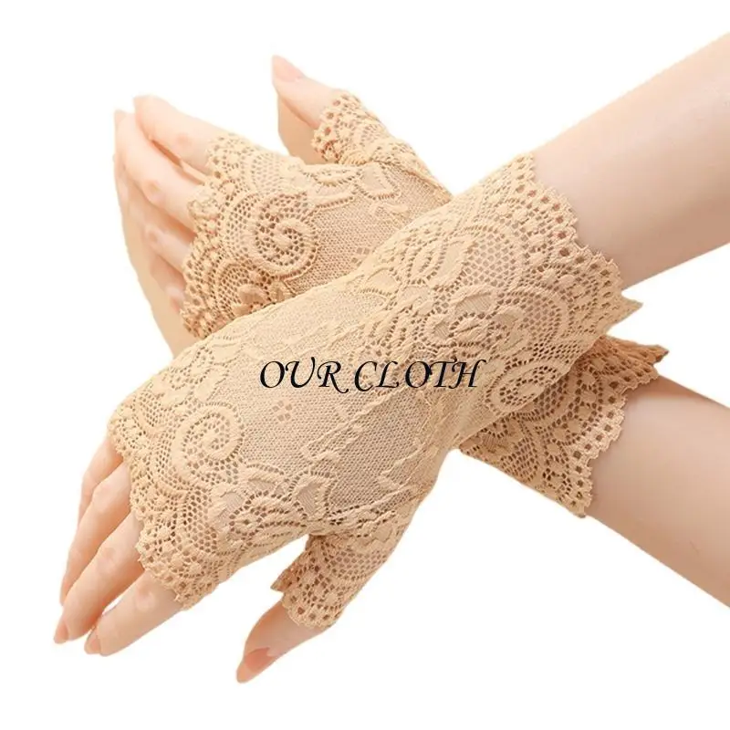 

Elegant Lace Wedding Gloves For Brides Half Finger Soft Breathable Luxurious Champagne White Y1AC
