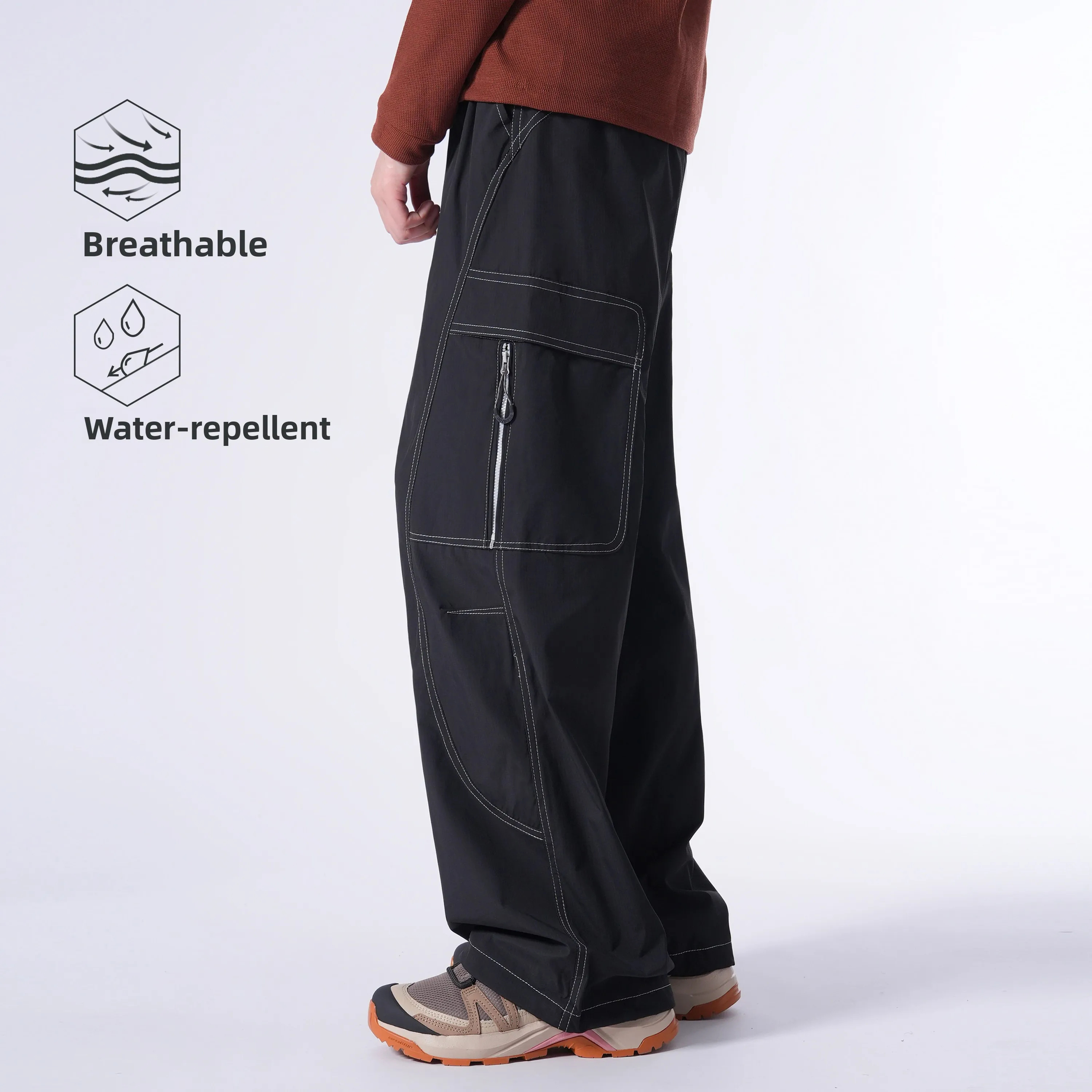 

Tensei Loose Casual Outdoor Hiking Men's Work Pants American Sle Polyester Fiber Waterproof Straight Leg Trousers