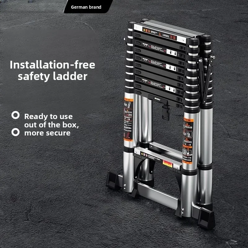 Stable Folding stainless steel telescopic ladder Multifunctional telescopic herringbone ladder Bamboo lift ladder