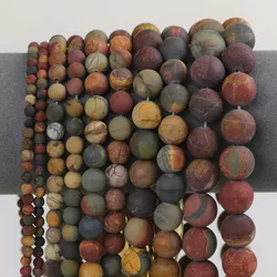 Natural Stone Matte Picasso Jasper Beads Frosted Round Spacer Loose Beads For Jewelry Making DIY Bracelet Necklace 4/6/8/10/12mm