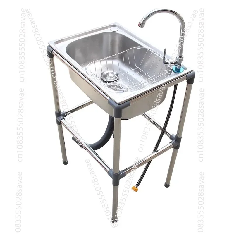 Simple Wash Basin Table Integrated Stainless Steel Face Wash Basin Shelf Bathroom  Movable Sink