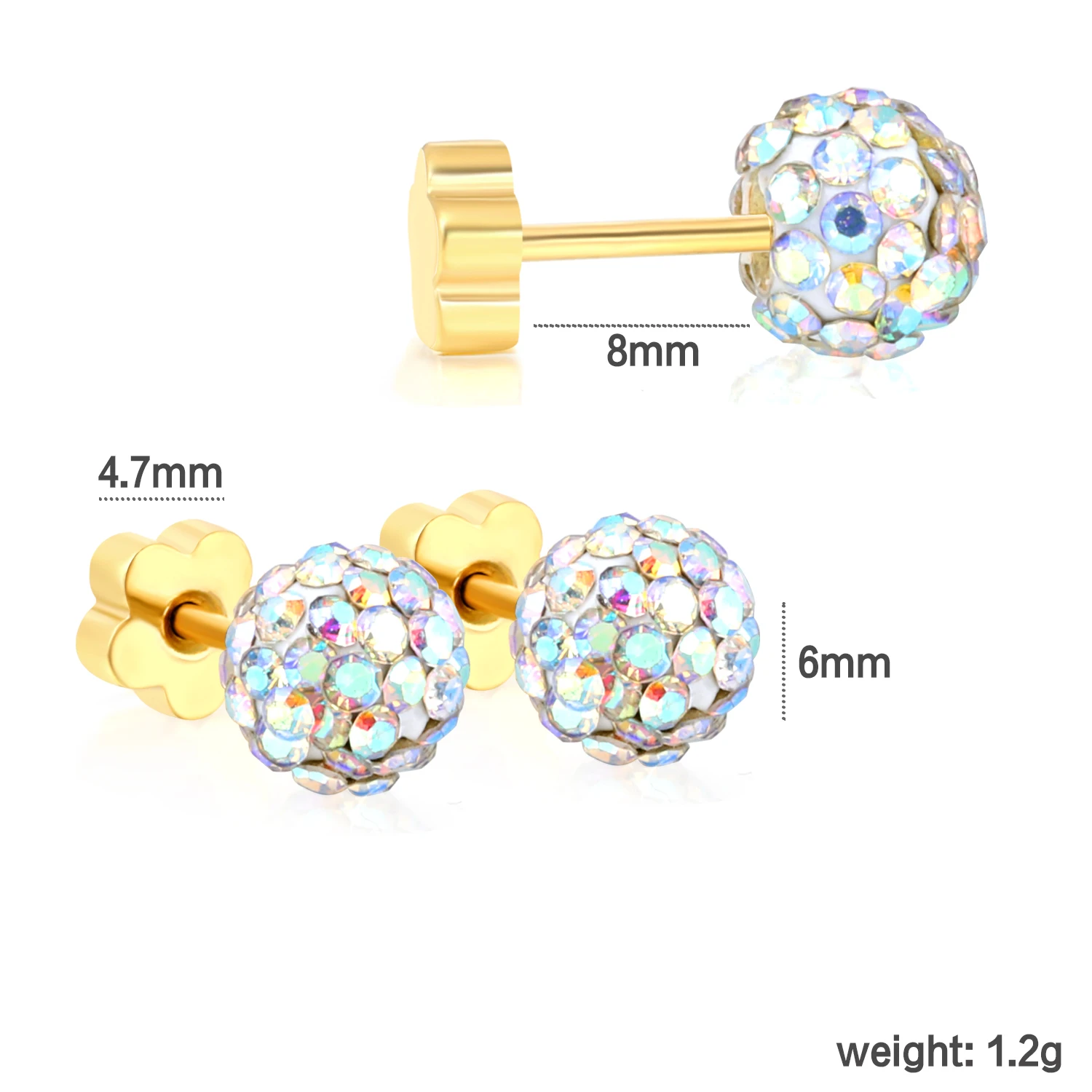 4 Paar Ohrstecker aus Edelstahl, bunte runde Zirkon-Ohrringe, zierliche, kleine, elegante, ästhetische Schmuckstücke, schlichte Modeversion – Detail 4