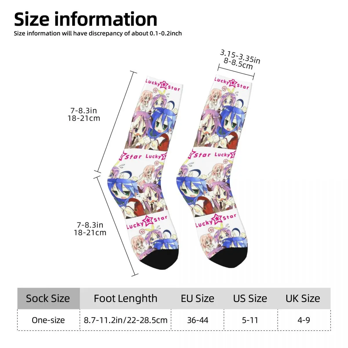 Calzini anime Lucky Star Harajuku Calze di alta qualità Calzini lunghi per tutte le stagioni Accessori per regalo di compleanno unisex