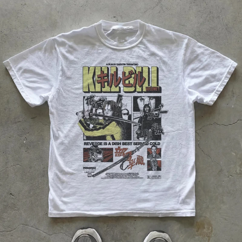 Kill Bill Japanese Graphic T-Shirt | Vintage Manga Style Revenge Tee | Film Poster Tee | Japan Retro Gamer Cult | Movie Shirt
