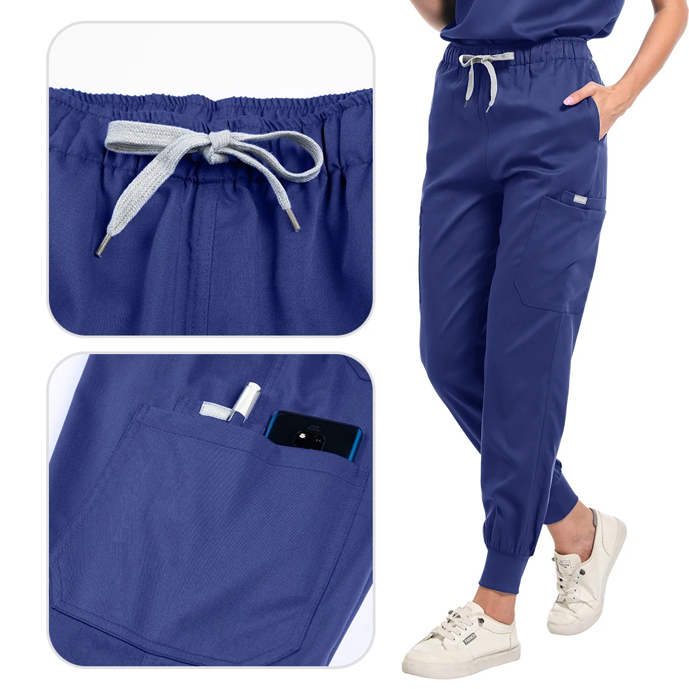 Dopasowane elastyczne zestawy peelingi Sala operacyjna Mundur medyczny Scrubs Uniform Pielęgniarka Kobiety Jednolity kolor Kombinezon chirurgiczny