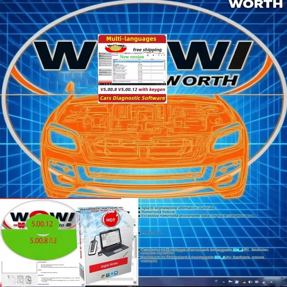 

Newest Car Tools Wur-th WOW V5.00.12 & V5.00.8 R2 - Multilingual Car Diagnostic Software with Keygen for TCS Multi-Diag Tool