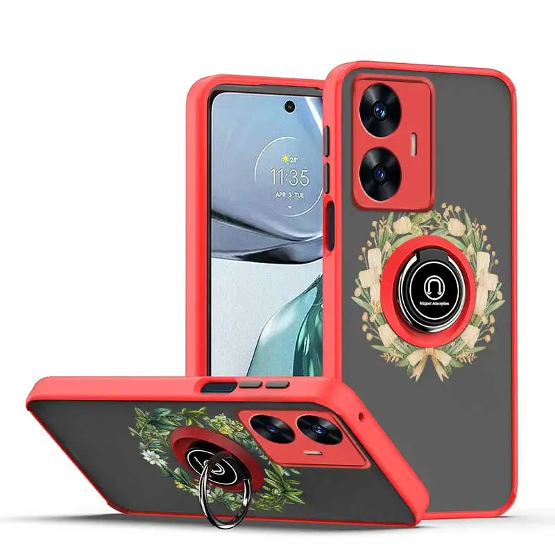 C55 Harvest Wreath Skin-feel Ring Phone Case For Realme C67 C65 C55 C53 C35 C33 C31 C30 C30S C21Y C21 C20 C112021 Cover