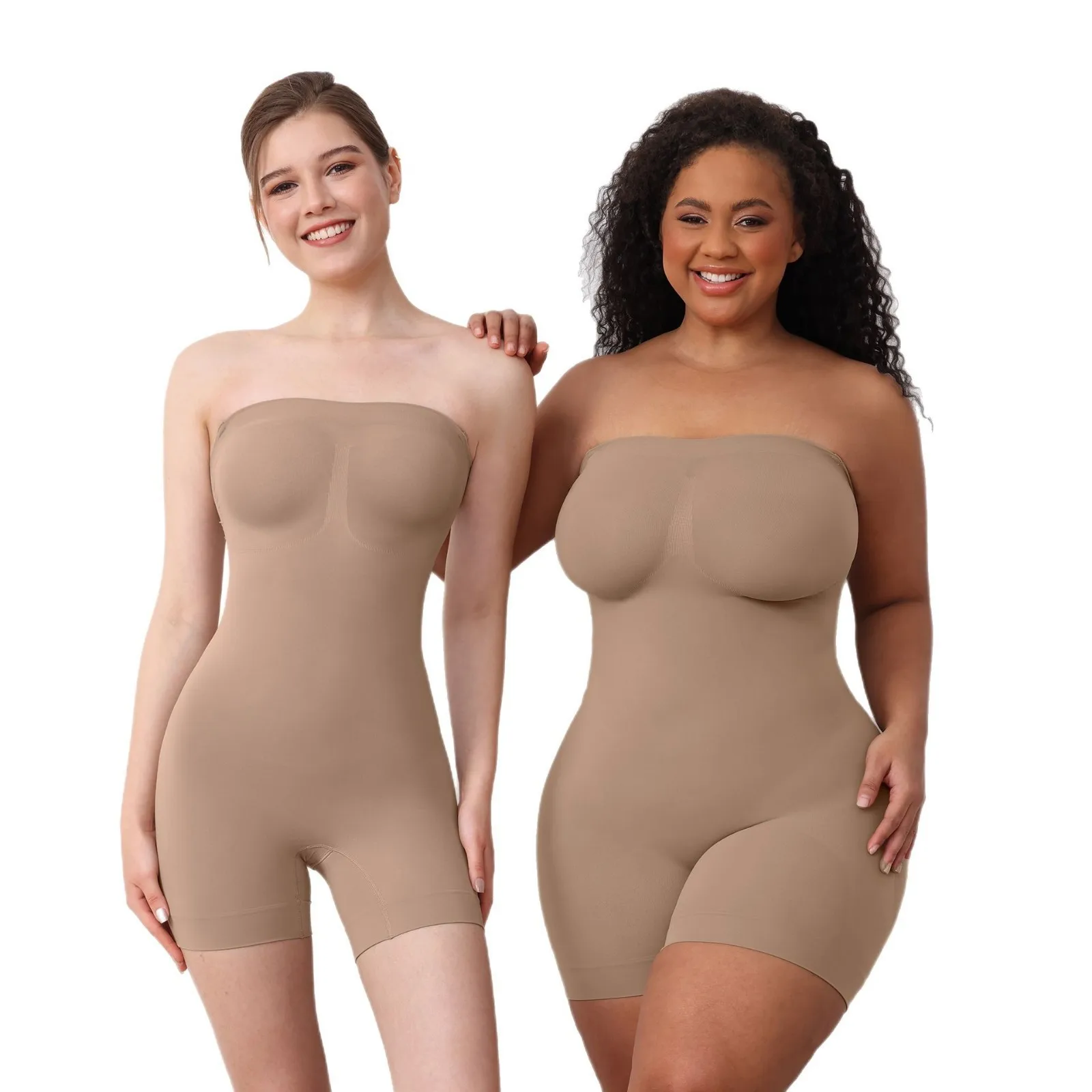 

Strapless Shortie Bodysuit for Women Tummy Control Shapewear Seamless Sculpt Body Shaper with Removable Straps
