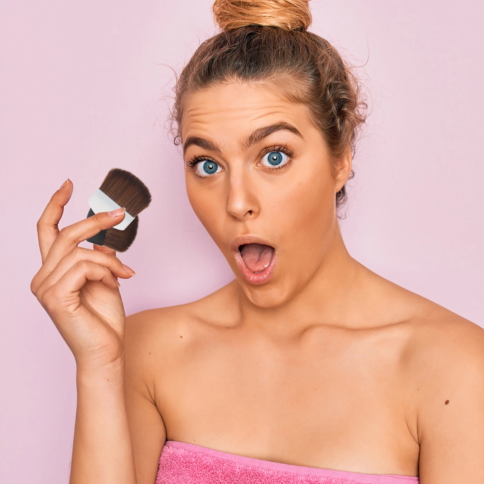 Pinceau de maquillage professionnel, 2 pièces, fond de teint, Blush, outils de beauté, crin de cheval Durable, doux et Dense, Mini Portable, pas facile à tomber