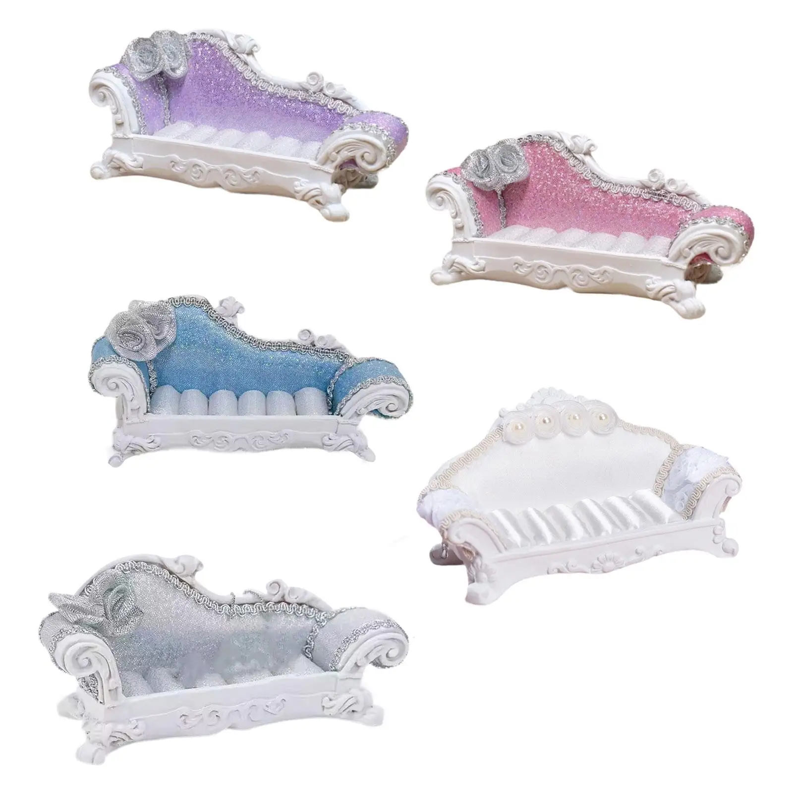 1/12 Dollhouse Long Sofa Miniature Model Decoration Versatile for Scene Decor