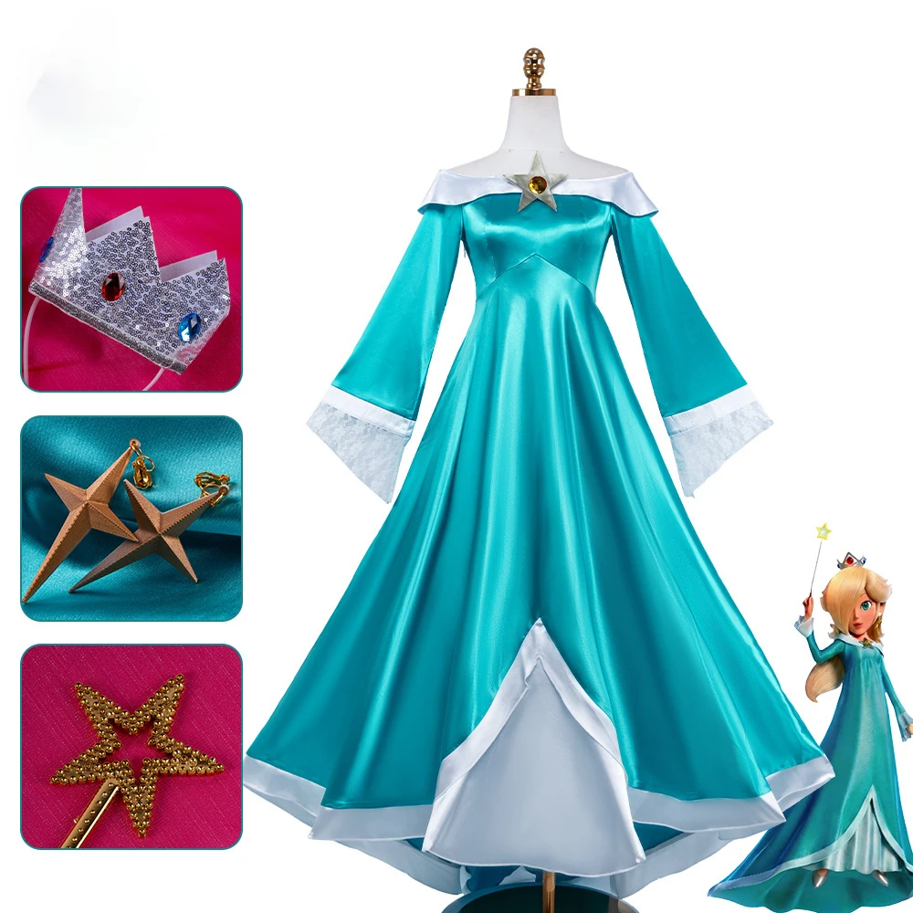 Disfraz de princesa de la galaxia de Anime, vestido largo azul, traje elegante para fiesta, ropa de juego de rol de Halloween para mujer