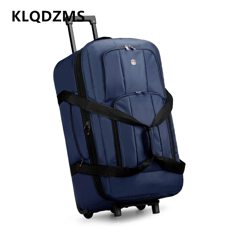 KLQDZMS Rolling Luggage Men Oxford Cloth Large Capacity Trolley Bag Outdoor Travel Storage Bag Women Foldable Checked Luggage