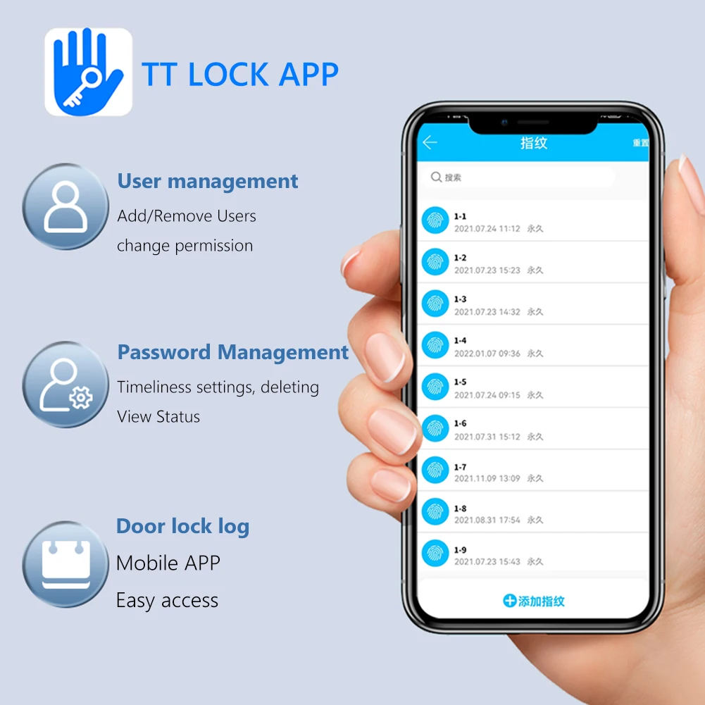 2023 New TTLOCK Smart Locks Bluetooth Biometric Fingerprint Password Key Unlock Digital Electronic Door Lock App Control