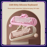 Korean Esports Mechanical Keyboard C68 Cat Silicone Keyboard Bluetooth Office Customization With High Aesthetic Value Low Delay