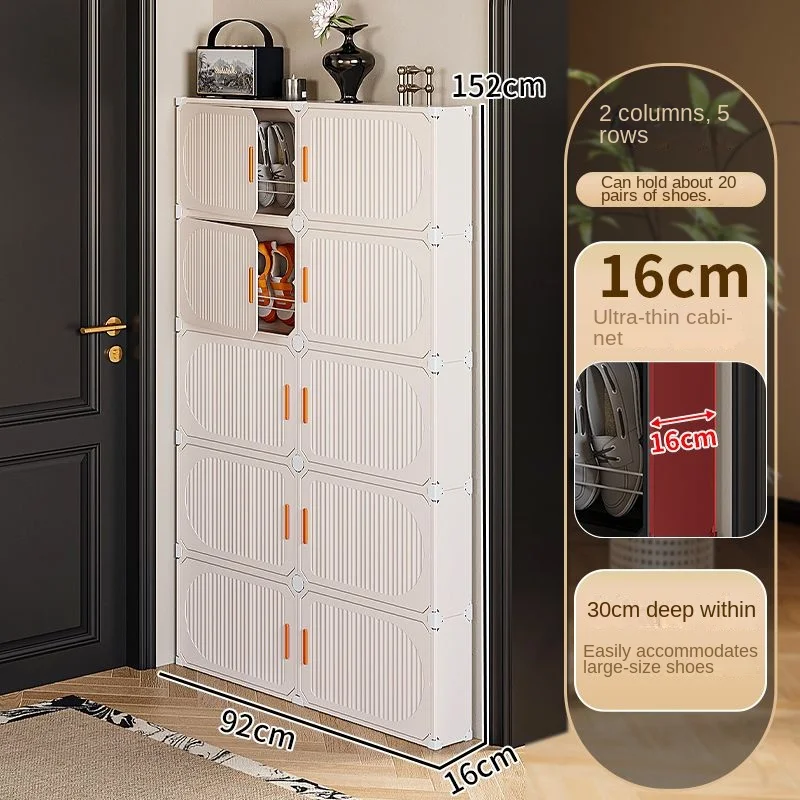 Ultra-Thin Home Shoe Cabinet Space Saving Entrance Wall-Mounted Small Narrow Strip Door Shoe Rack for Hallway Storage