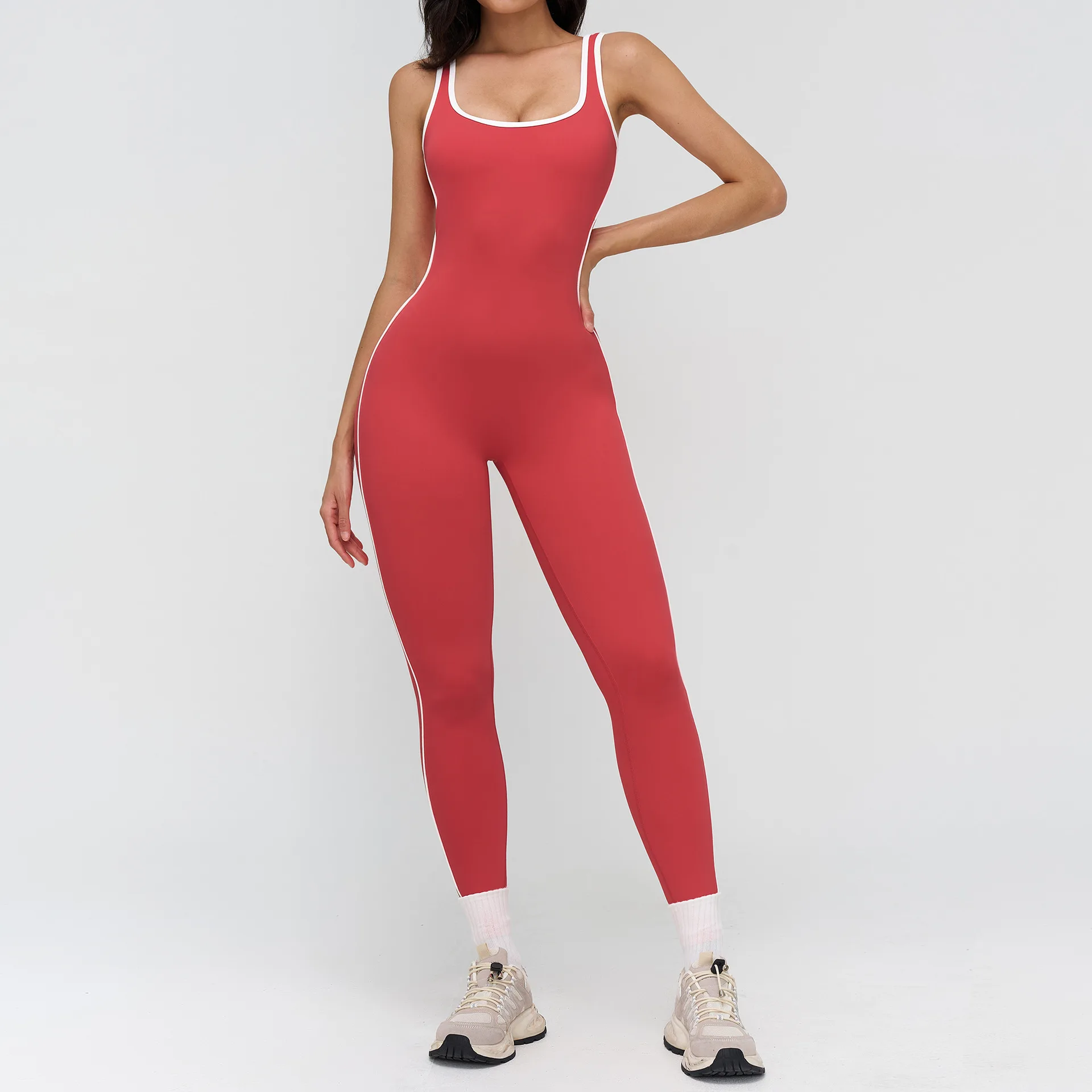 Yoga Set V Back One-piece Suit Women Sports Jumpsuit Zippers Yoga Rompers Backless Sportswear Women Sleeveles Workout Bodysuits