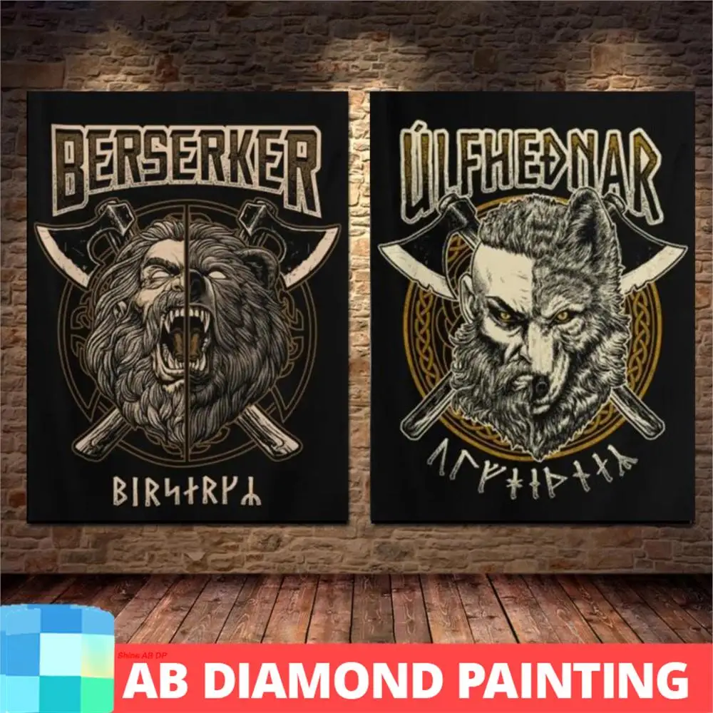 Ab bärtige Wikinger Schädel Diamant Mosaik DIY 5d Diamant Malerei Serie Symbol Kreuz stich Stickerei Kit Dekor inspirierende Geschenk